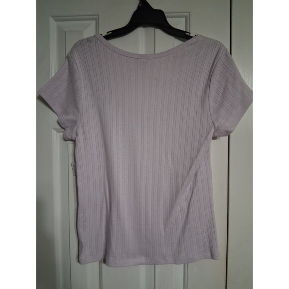 NWT Women's Old Navy Fitted Lace Trim Ribbed Pointelle Tee Top Size XXL Lilac - Picture 8 of 8